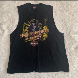 Harley-Davidson Jamaica Black Tank With Pirate Skull Graphic